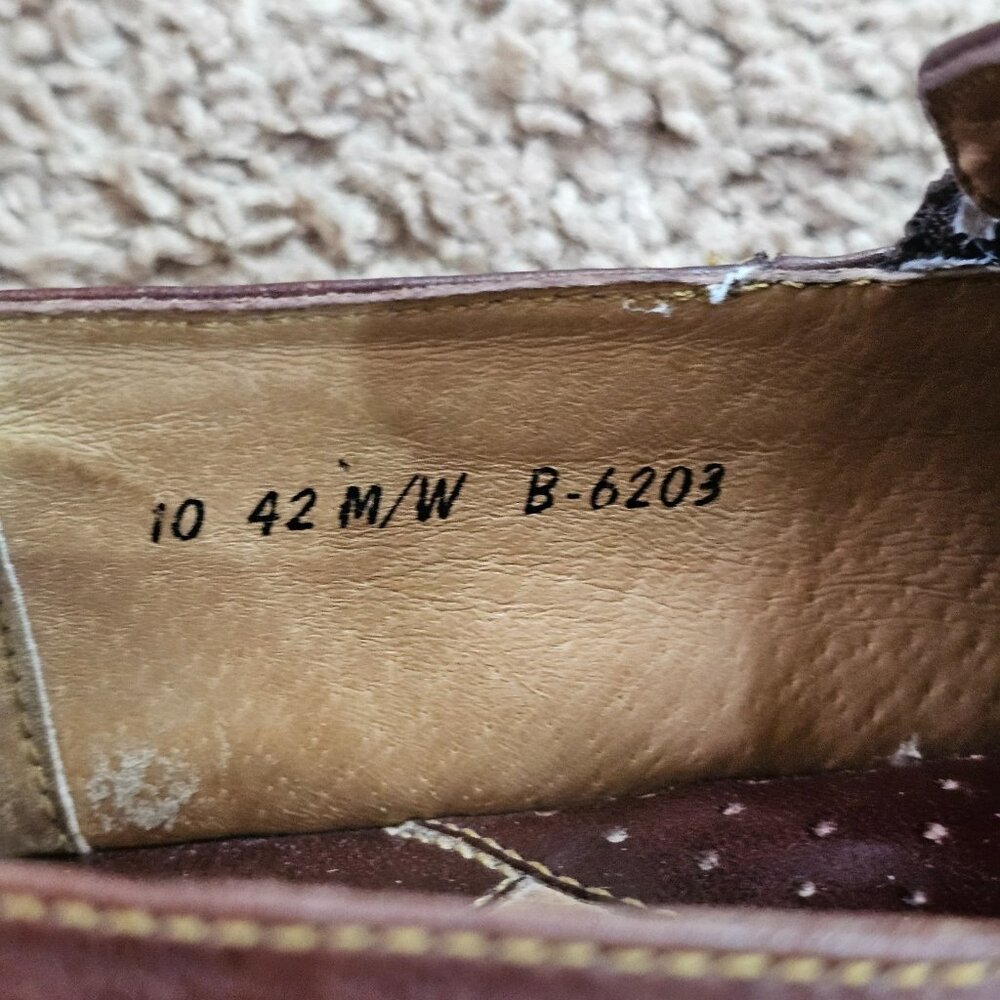Born Tassel Loafers Mens 9 Brown Leather Slip On Dress Shoes B-6203 Handcrafted - Picture 7 of 10